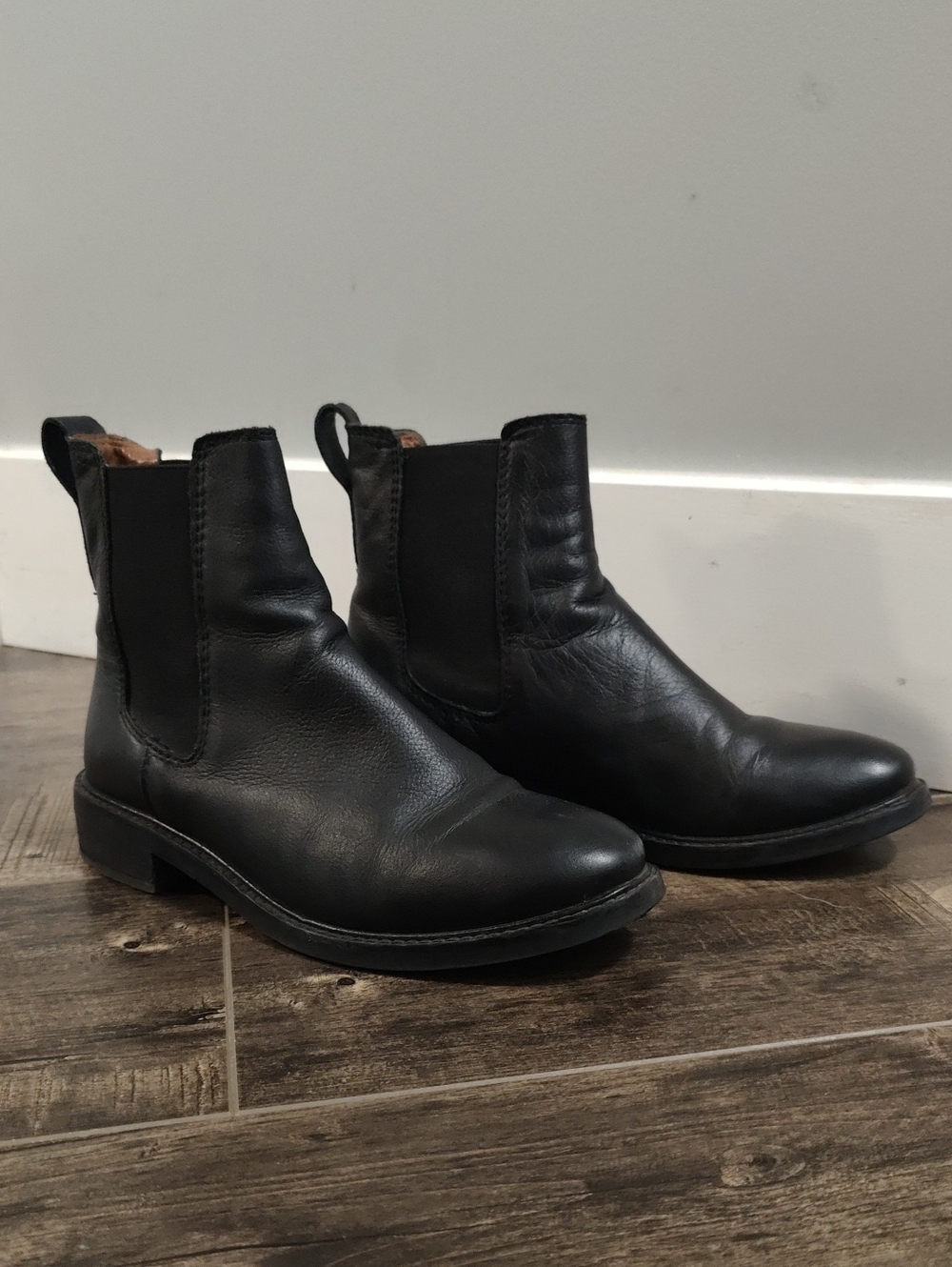 H&M Black Leather Chelsea Ankle Boots